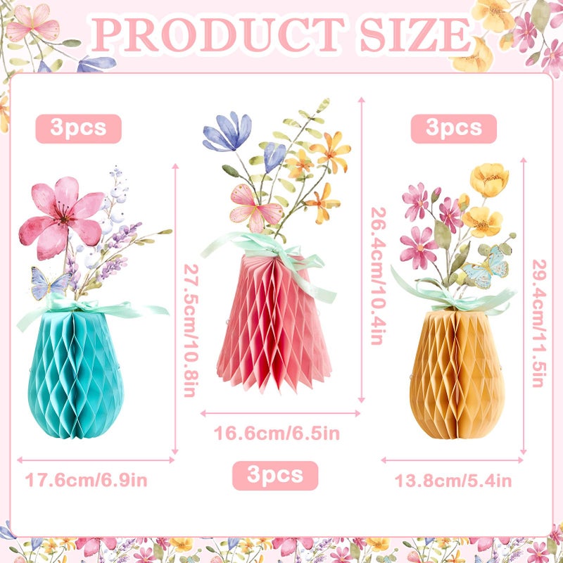 SUNBEAUTY 9PCS Spring Wildflower Party Decorations Wild Flowers Honeycomb Centerpieces for Tables Wildflower Birthday Spring Flower Theme Party Decorations for Garden Baby Shower, Easter, Mothers Day - Image 3