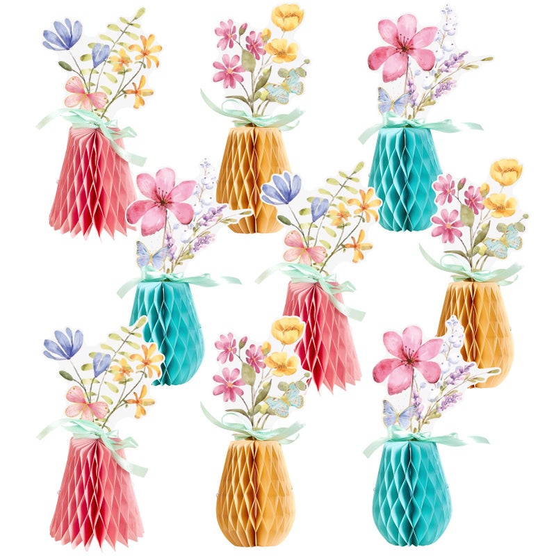 SUNBEAUTY 9PCS Spring Wildflower Party Decorations Wild Flowers Honeycomb Centerpieces for Tables Wildflower Birthday Spring Flower Theme Party Decorations for Garden Baby Shower, Easter, Mothers Day - Image 1