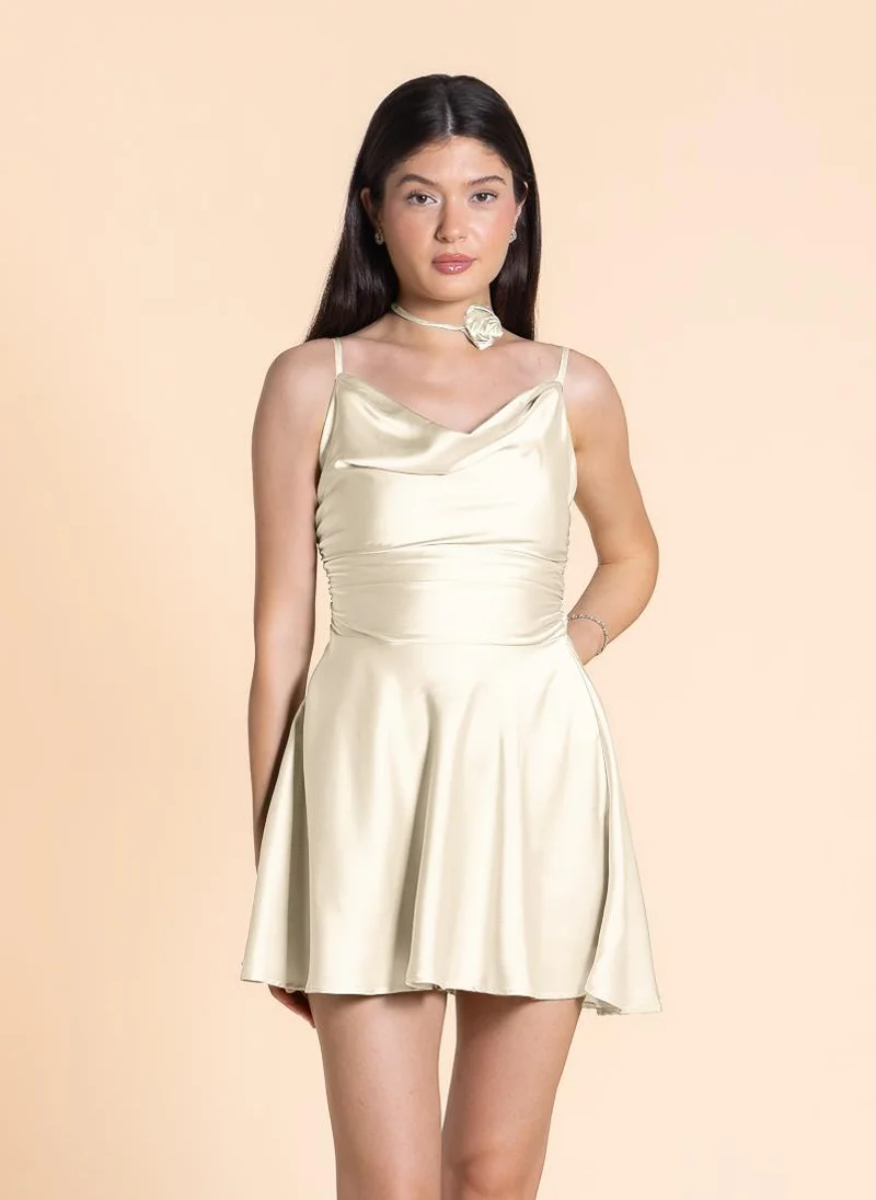 شايبس DETAILED SHORT SATIN DRESS