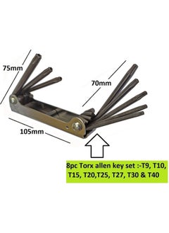Inditrust Inditrust NEW Torx Allen key set size T9 T10 T15 T20 T25 T27 T30 and T40 Pack of 1 Folding Allen Key Set  - Image 2