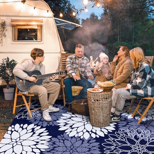 LuxStep Outdoor Rug Waterproof Outdoor Plastic Straw Rug Reversible Patio Rug Mat Outdoor Decor Large Area Mats for RV, Picnic, Backyard, Deck, Balcony, Porch, Beach, Camping, 5' x 8' Blue - Image 2