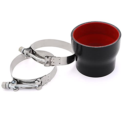 TuoLauthon ID 3 to 3-1/2 inches Straight Black Silicone Reducer Coupler with 2 T-Bolt Clamps 4 Layers of Polyester Reinforcement Suitable High Level Turbo Pipe - Image 5