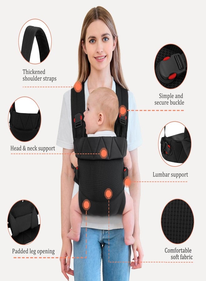 IULONEE Baby Carrier Wrap Ergonomic Baby Strap Carrier Front & Back Backpack Carry Adjustable Infant Toddlers Carrier Sling for Newborn Black - Image 2