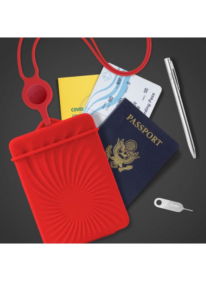Bone Genuine Leather Passport Holder With Lanyard Storage Bag For International Travel, Multifunctional Passport Holder For Airplane Tickets And Id Cards Protection Sleeve - Image 5