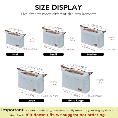 GIVLEFLY Purse Organizer Insert with Zipper Lightweight Handbag Organizer Insert with Handle Bag Organizer Insert for Tote Handbags - Image 3