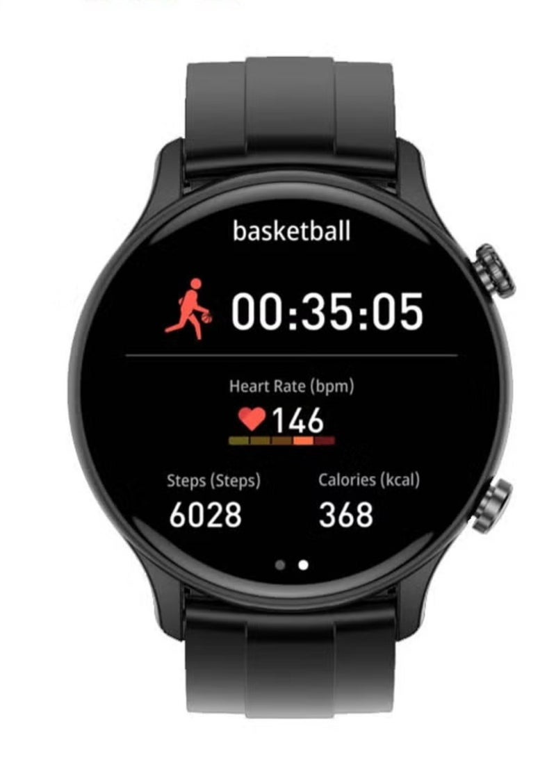 NEW 1.43 Inch AMOLED Display Smart Watch for Men – Full Touch Control, IP68 Waterproof, Includes 2 Straps, Sleek Black - Image 2