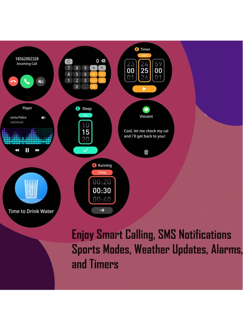 NEW 1.43 Inch AMOLED Display Smart Watch for Men – Full Touch Control, IP68 Waterproof, Includes 2 Straps, Sleek Black - Image 5