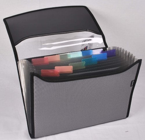 Filexec Soft Touch Padded Canvas Window Expanding File, 13 Pockets, Black (46227-8), Letter, 1 Pack - Image 4