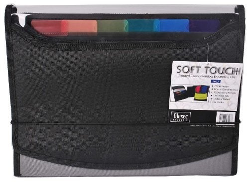 Filexec Soft Touch Padded Canvas Window Expanding File, 13 Pockets, Black (46227-8), Letter, 1 Pack - Image 1