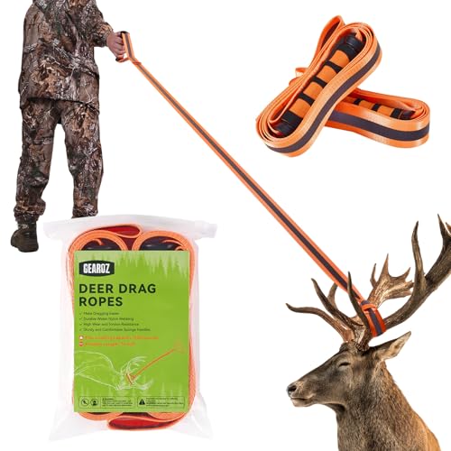 GearOZ Deer Drag Ropes with Harness, 2PCS Durable Deer Hunting Pull Strap 76" Reflective Orange Strap with Sturdy Handle, Easy to Use Deer Hunting Gift for Hunter/Men, Ideal Hunting Gear Accessories - Image 1