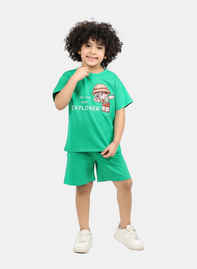 ريمينت طقم شورت المستكشف للاولاد اخضر - Image 1