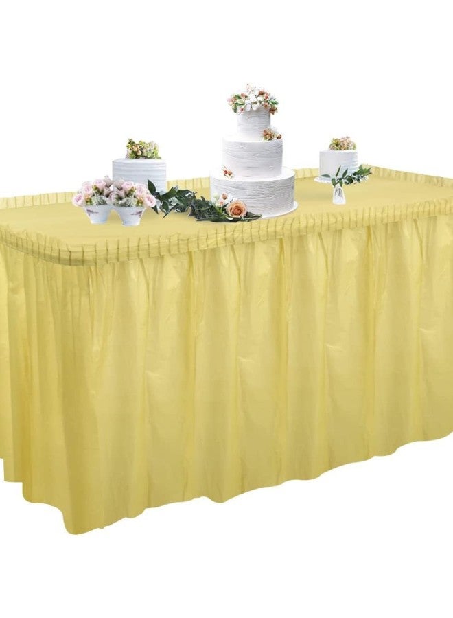 Disposable Plastic Tablecloth Table Skirt Rectangular Oil-proof PE Tablecloth Party Wedding Dessert Table Party Decoration Supplies-color:gold-Specifications:[single Table Skirt] 426*73cm - Image 1