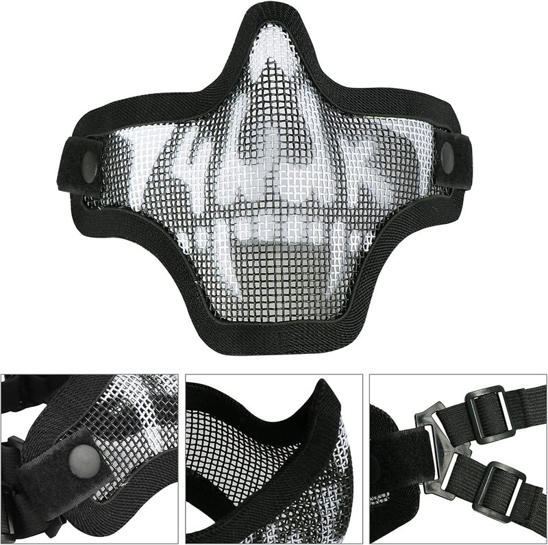 Aoutacc Airsoft Mask and Goggles, Airsoft Half Face Mask Steel Mesh and Goggles Set for CS Paintball Shooting War Game Cosplay - Image 5