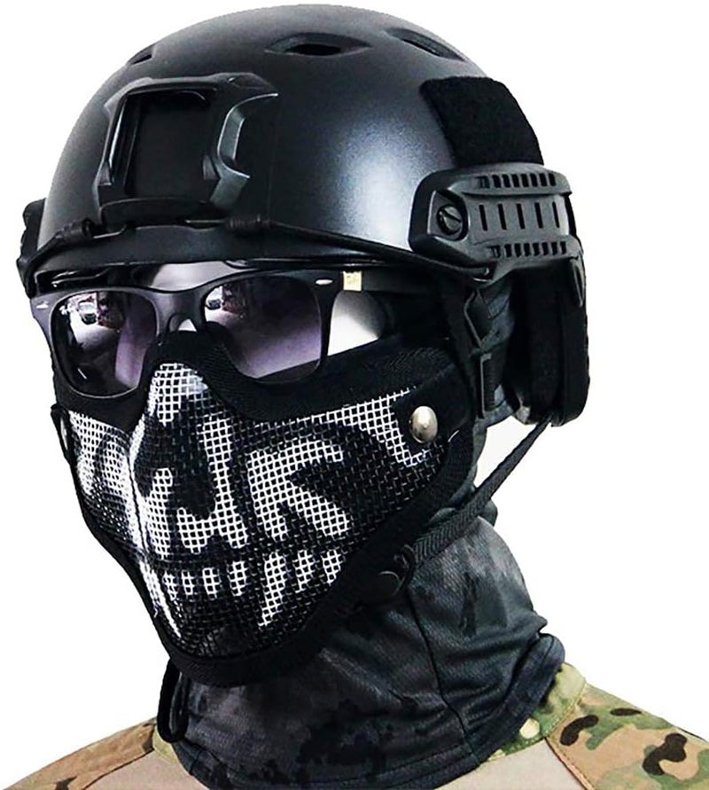 Aoutacc Airsoft Mask and Goggles, Airsoft Half Face Mask Steel Mesh and Goggles Set for CS Paintball Shooting War Game Cosplay - Image 4