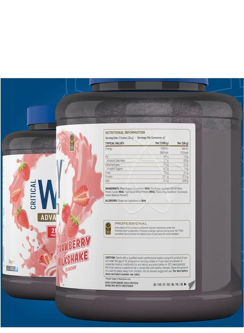 Applied Nutrition Critical Whey Blend, Supports Muscle Growth And Repair, Easy And Fast To Digest And Absorb, Strawberry Milkshake Flavor, 2 Kg - Image 2