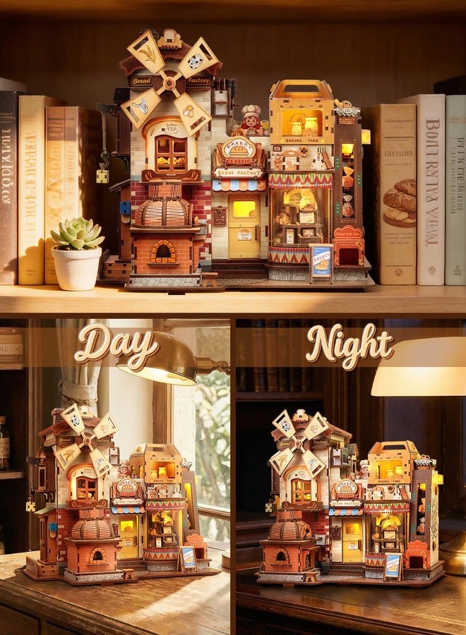CUTEBEE 3D Wooden Model Building Kit Music Box - DIY Diorama Kit with LED Light, Music, Atomization Smoke, Type-C Power & 360° Rotating Display, Home Decor, Gifts for Teens & Adults (Bread Factory) - Image 5