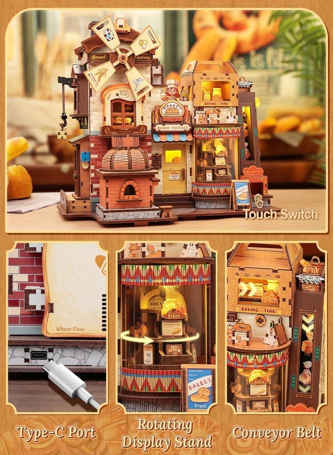 CUTEBEE 3D Wooden Model Building Kit Music Box - DIY Diorama Kit with LED Light, Music, Atomization Smoke, Type-C Power & 360° Rotating Display, Home Decor, Gifts for Teens & Adults (Bread Factory) - Image 3