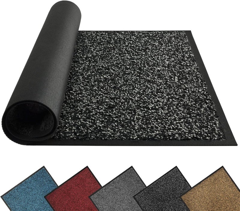 ميباو حصيرة باب ميباو لامتصاص الأوساخ للاستخدام الداخلي والخارجي، مقاس 48" x 24"، لون أحمر أسود، قابلة للغسيل، مانعة للانزلاق، مثالية للمداخل والأحذية، تتميز بقدرة عالية على امتصاص الأوساخ. - Image 1