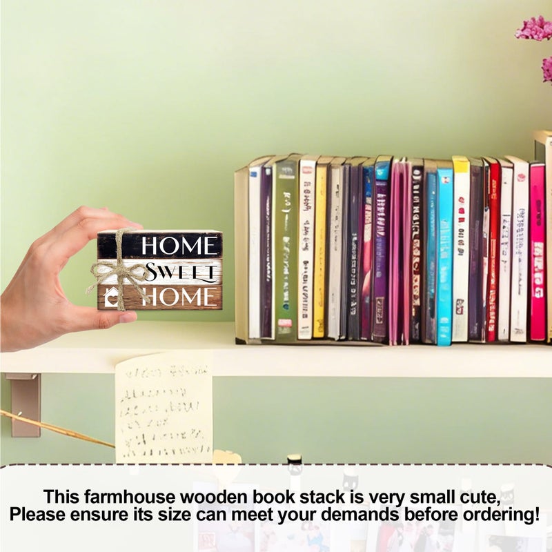 Ycyfckdr Mini Decorative Books For Home Decor, Small Wood Book Stack For Table Decor, Home Decor Book For Living Room Mantel, Farmhouse Stacked Books Decorativeï¼ˆL34ï¼‰ - Image 2