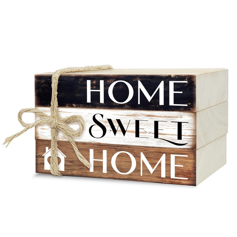 Ycyfckdr Mini Decorative Books For Home Decor, Small Wood Book Stack For Table Decor, Home Decor Book For Living Room Mantel, Farmhouse Stacked Books Decorativeï¼ˆL34ï¼‰ - Image 1