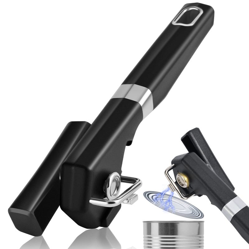 RICKUNCL 2 in 1 Safety Can Opener Manual Smooth Edge Bottle Opener NoTroubleLidLift Manual Can Opener with Magnet Large Rubber Handle Stainless Steel Blade Side Cut Hand Can Opener for Kitchen - Image 2