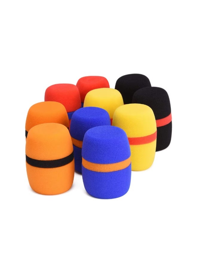 10 Pack Colorful Foam Mic Cover Handheld Microphone Windscreen, Foam Mic Windscreen with Color Ring for Mic Noise Reduction, Sponge Foam Cover Shield Protection for Most Standard Mic - Image 1