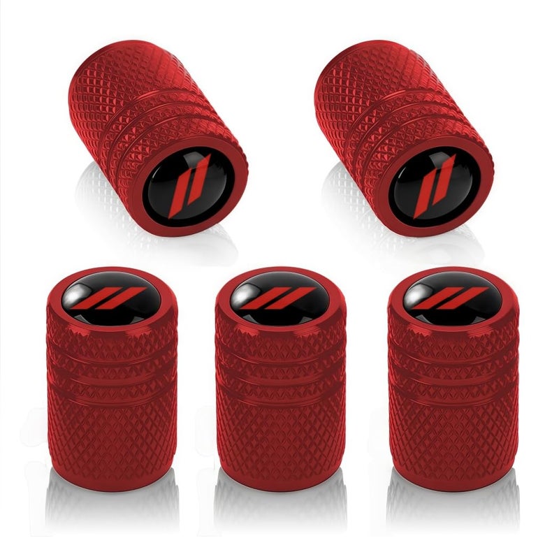 QOMAGO Car Tire Valve stem Covers Compatible with Challenger Charger Dart Durango Journey ram and More Tire Valve Stem Caps Metal Material Car tire Valve caps Red - Image 3