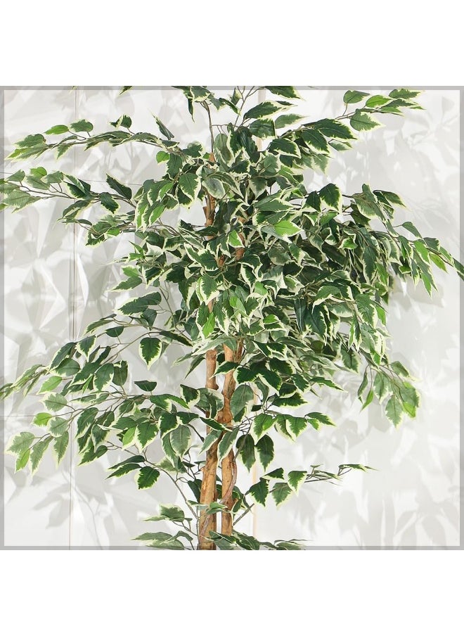 Yatai - YATAI DECOR Nearly Natural Artificial Ficus Plant 1.8 Meters High Ficus Tree Fake Plant with Plastic Pot & Moss Grass for Home Garden Decoration – Fake Tree – Artificial Plants (W-Green) - Image 1