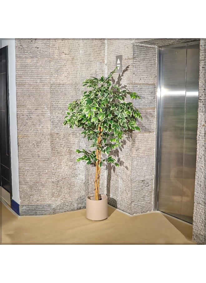 Yatai - YATAI DECOR Nearly Natural Artificial Ficus Plant 1.8 Meters High Ficus Tree Fake Plant with Plastic Pot & Moss Grass for Home Garden Decoration – Fake Tree – Artificial Plants (W-Green) - Image 1