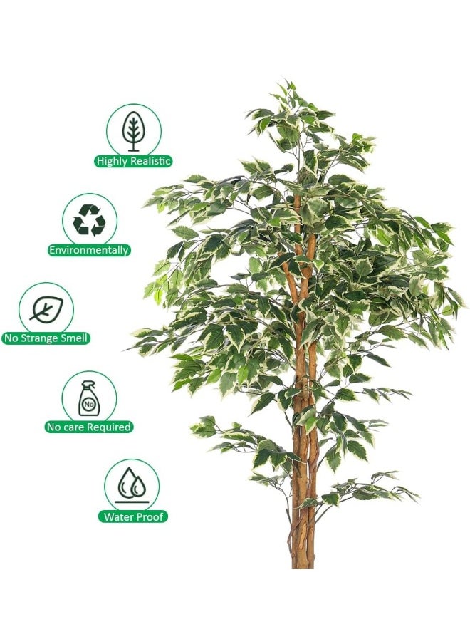 Yatai - YATAI DECOR Nearly Natural Artificial Ficus Plant 1.8 Meters High Ficus Tree Fake Plant with Plastic Pot & Moss Grass for Home Garden Decoration – Fake Tree – Artificial Plants (W-Green) - Image 1