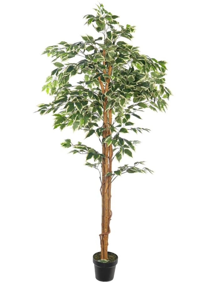 Yatai - YATAI DECOR Nearly Natural Artificial Ficus Plant 1.8 Meters High Ficus Tree Fake Plant with Plastic Pot & Moss Grass for Home Garden Decoration – Fake Tree – Artificial Plants (W-Green) - Image 1