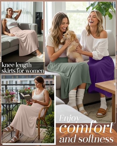 Ficerd 3 Pack Maxi Long Skirts for Women, Ankle Length High Waisted Pleated Flowy a Line Summer Casual Skirts with Pockets(Apricot, Sage Green, Dark Purple,Large) - Image 5