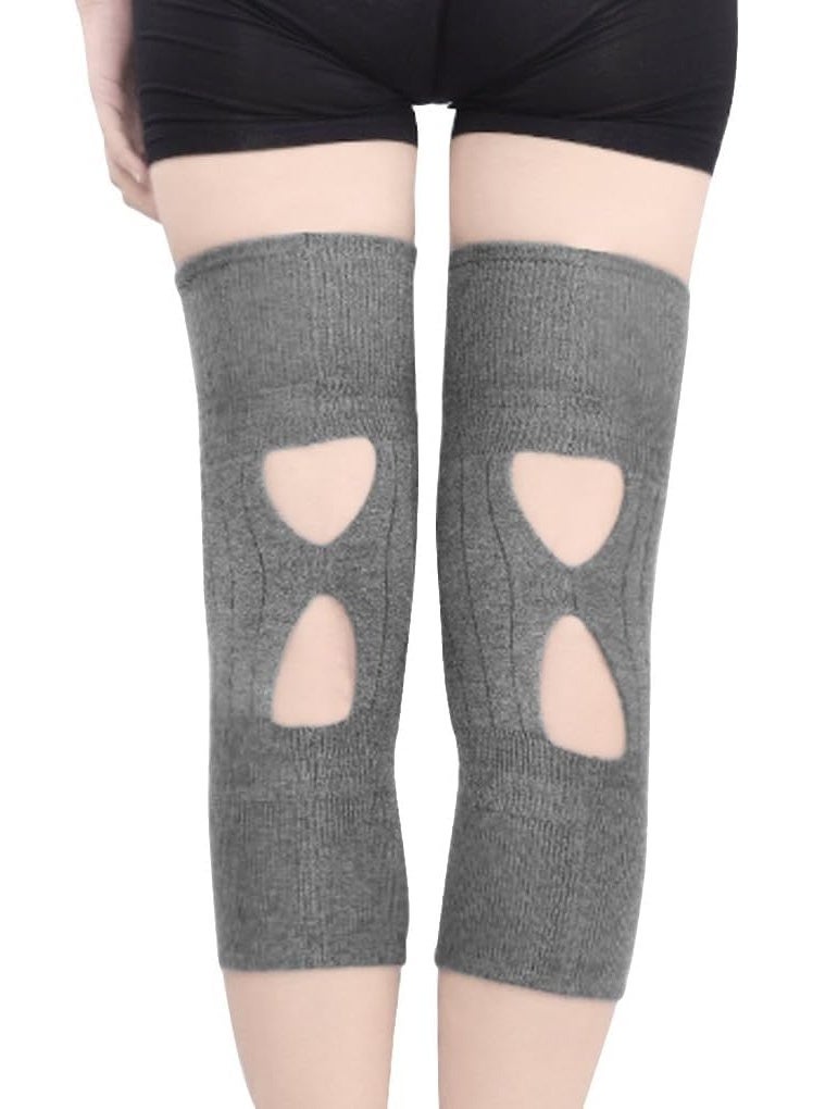 1 Pair Winter Thick Cashmere Knee Warmers Knee Warmers Unisex Knee Support Cold Wind Protection Elastic Comfortable Knee Warmers for Skiing Running Cycling Breathable, One Size - Image 2