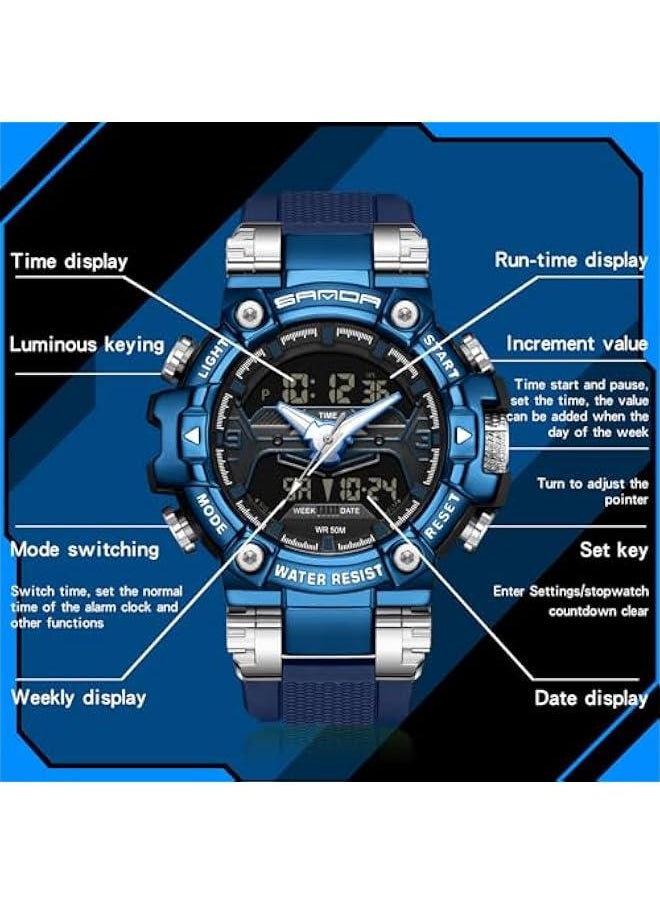 Cool Designer Mens Watches Blue Large Face Mascul Relojes para Hombres Unique Electronics Sports Military Bolder Running Heavy Duty Watch - pzsku/Z99DD690B8862117FEFA8Z/45/_/1739856617/070c4440-e0ec-4e18-a182-2d49024f592b