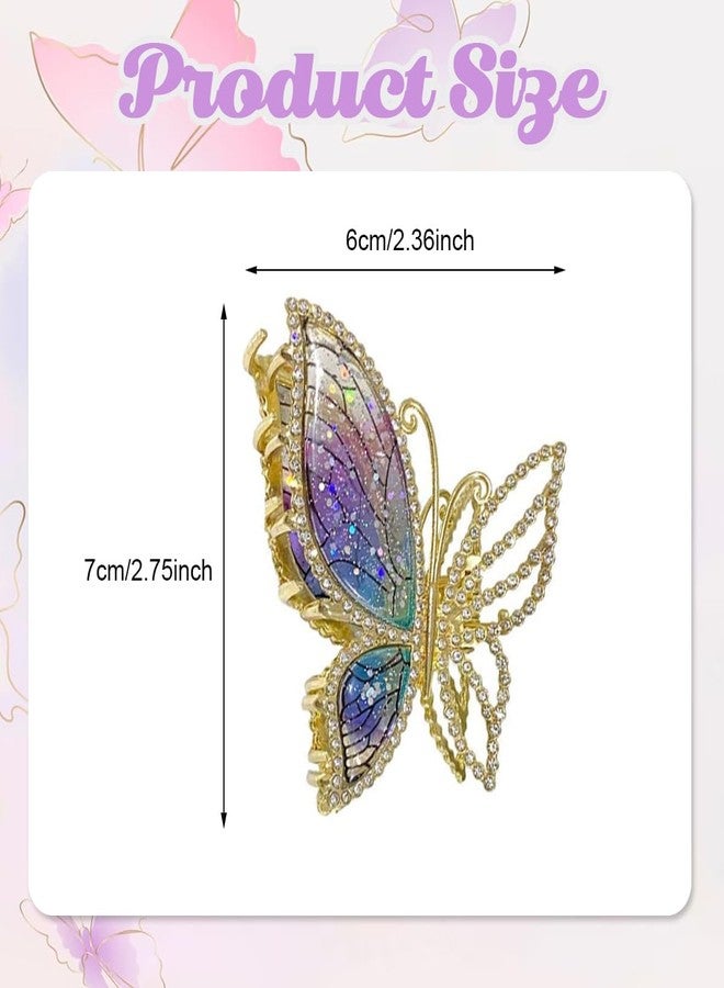 ICW® Hair Claw Clips for Women Stylish Latest Sparkly Butterfly Clutcher for Women Hair Jaw Clips Fancy Non-Slip Metal Strong Hold Hair Bun Styling Hair Accessories for Women and Girls - Image 2