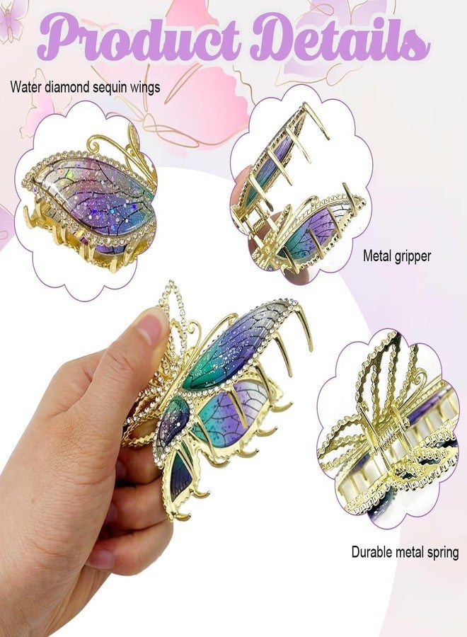 ICW® Hair Claw Clips for Women Stylish Latest Sparkly Butterfly Clutcher for Women Hair Jaw Clips Fancy Non-Slip Metal Strong Hold Hair Bun Styling Hair Accessories for Women and Girls - Image 3