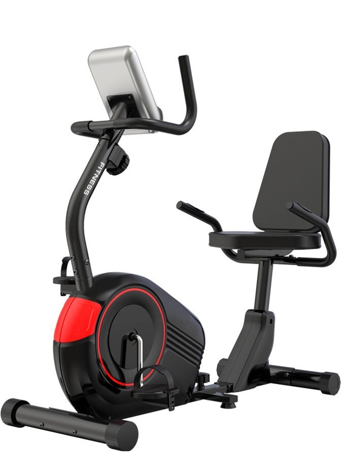 Fitness - Horizontal Magnetic Control Recumbent Exercise Bike 8-Levels Resistance 100KG, Black - Image 1