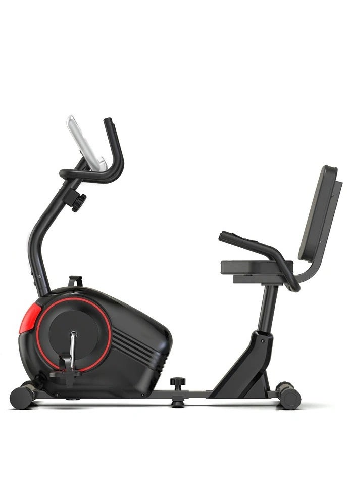 Fitness - Horizontal Magnetic Control Recumbent Exercise Bike 8-Levels Resistance 100KG, Black - Image 1