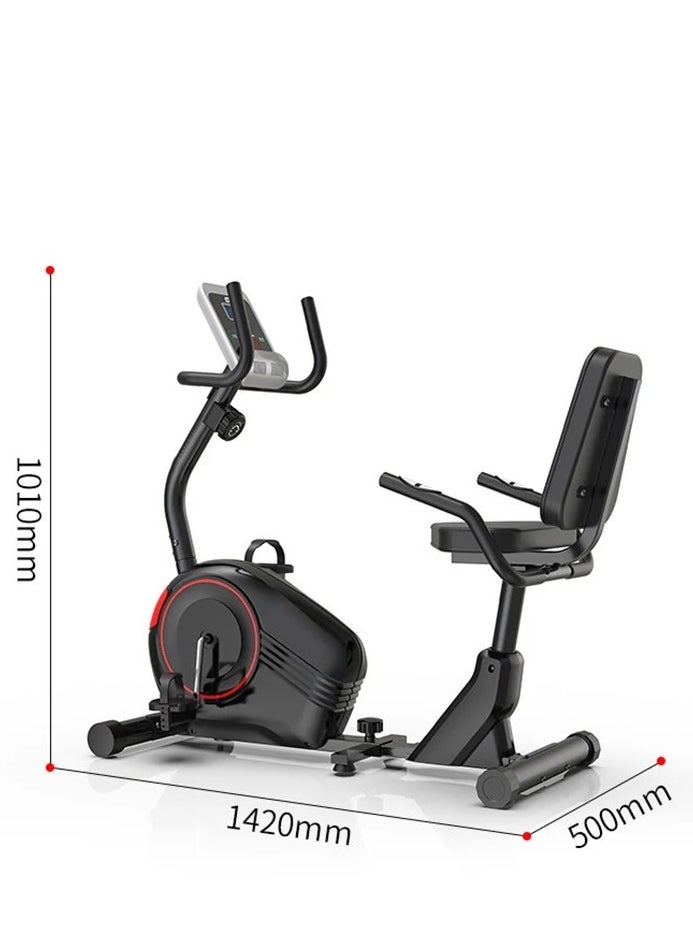 Fitness - Horizontal Magnetic Control Recumbent Exercise Bike 8-Levels Resistance 100KG, Black - Image 1