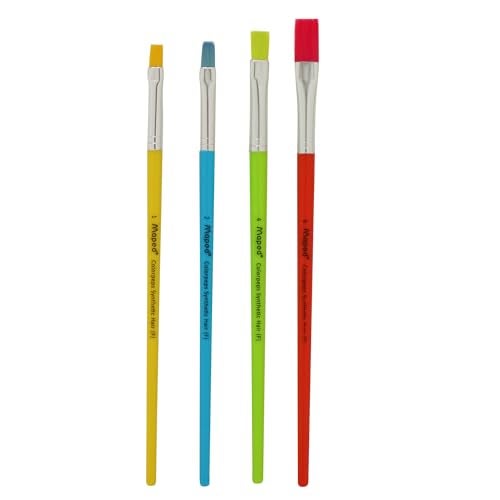 MAPED Color'Peps Plastic Handle Synthetic Hair Flat Brushes (Set of 4) - Image 2