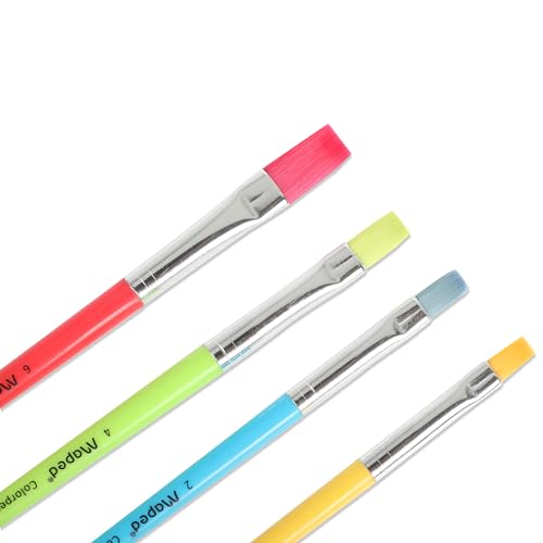 MAPED Color'Peps Plastic Handle Synthetic Hair Flat Brushes (Set of 4) - Image 3