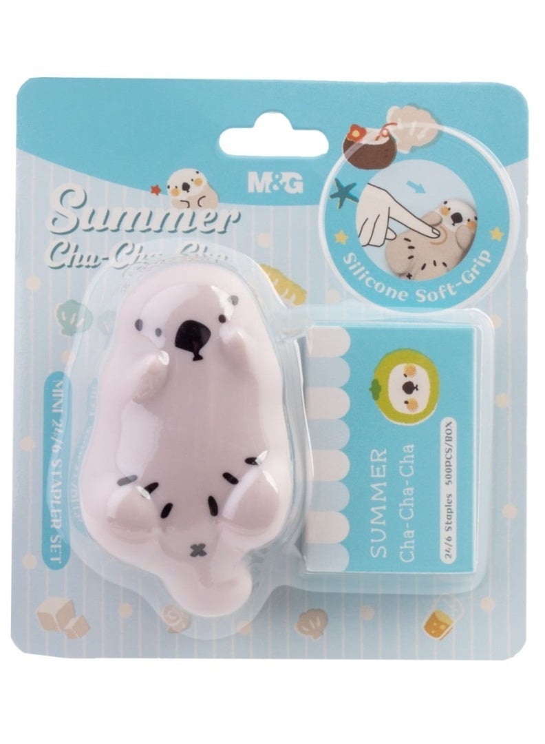 M&G Portable Mini CUTE Desktop Stapler Set with 1000PCS No.10 Staples Durable Standard Staplers for Office School Home or Travel - Image 1