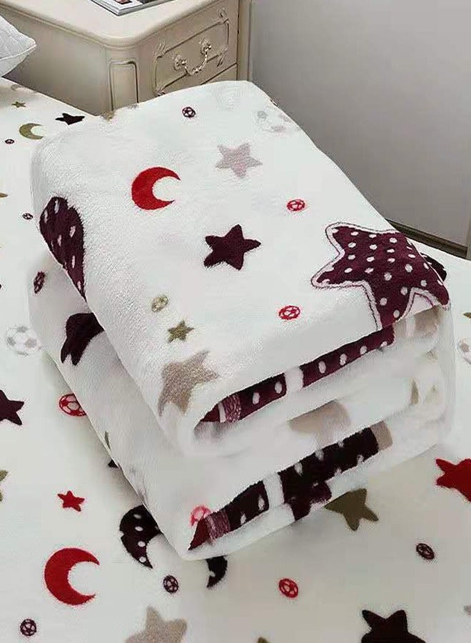 ZCM-HAPPY Plain Velvet Blanket for Air Conditioning and Winter Bliss - Ideal for Home, Travel, and More (200x230cm) Stars and Moon Patterns  - Image 1