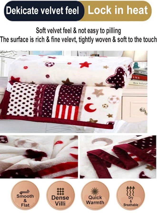 ZCM-HAPPY Plain Velvet Blanket for Air Conditioning and Winter Bliss - Ideal for Home, Travel, and More (200x230cm) Stars and Moon Patterns  - Image 2