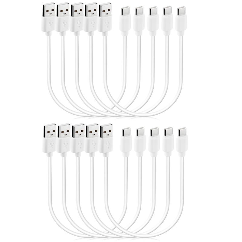Smays Short 1ft USB C Cable 10-Pack Bulk, USB A to Type C Fast Charging Cord Multipack, White - Image 1