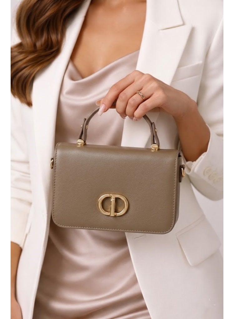 لايف ستيلاش  حقيبة كروس من الجلد مع حزام قماش ZC-16 - كافيه - Image 1