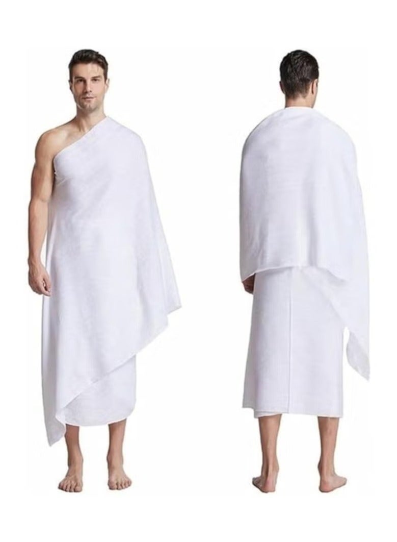 FULL JOY Ihram 2-Piece Hajj And Umrah Religious Cloth For Men , White - Image 2
