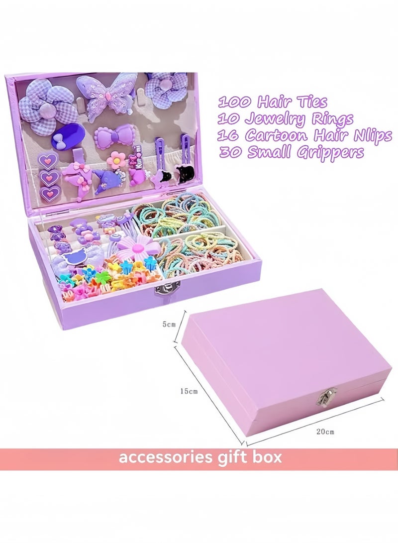 Mitoy 156PCS Hair Accessories Set, Girls Hair Dress Up Kit with Jewelry Box, Hair Ties, Hair Clips, Princess Dress Up Toys Deluxe Set, Gift Toys for Age 3 4 5 6 7 8 9 10 Girls Kids Toddlers (Purple) - Image 4