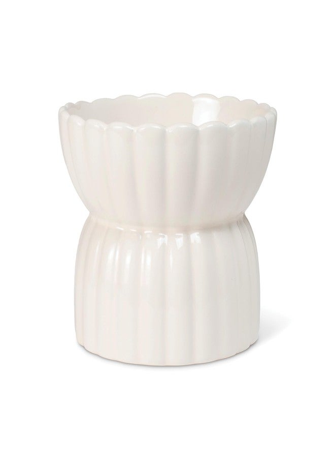 Fringe Studio Scalloped Ivory Small Sculpted Raised Ceramic Feeder (5" Diameter x 4" H, 12 fl.oz.), PetShop Collection (450SM001) - Image 1