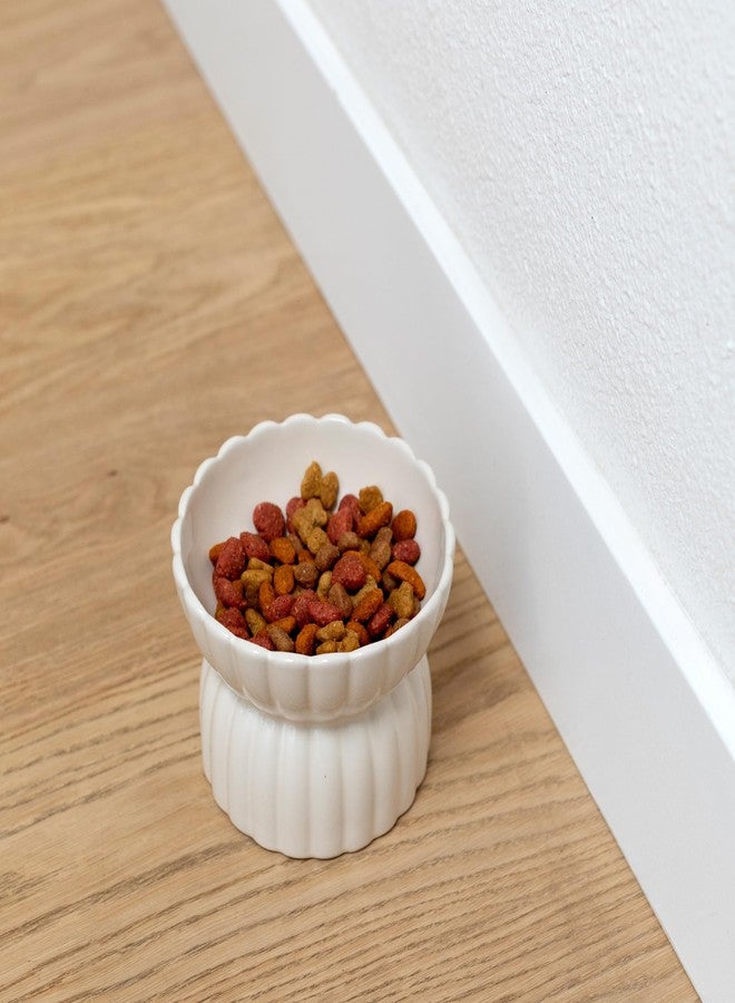 Fringe Studio Scalloped Ivory Small Sculpted Raised Ceramic Feeder (5" Diameter x 4" H, 12 fl.oz.), PetShop Collection (450SM001) - Image 2